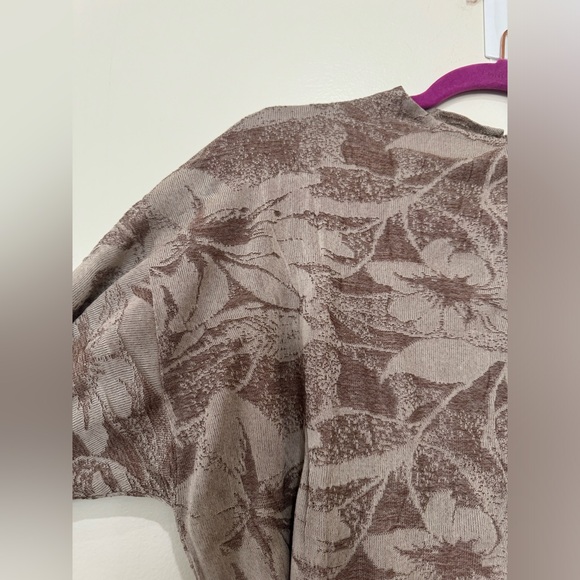 Zara Jacquard Midi Tie Waist Crinkle Detail Dress Brown Full sleeves high neck M - Picture 11 of 17